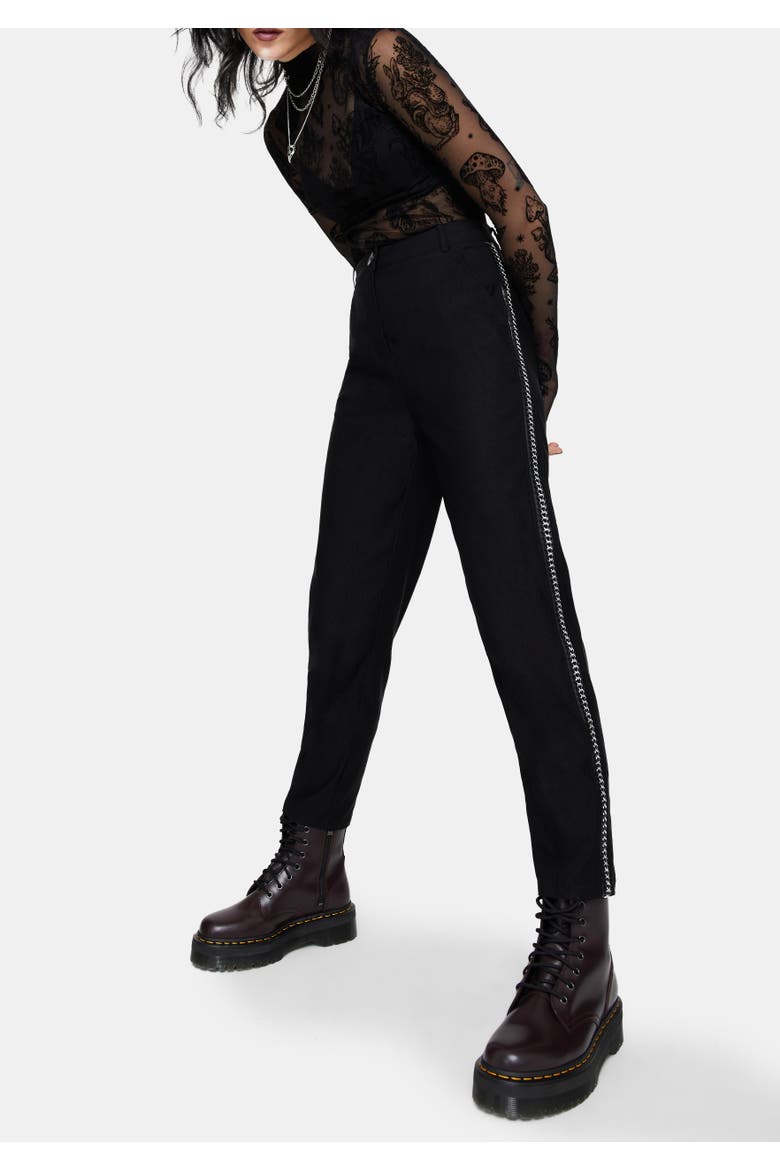 Nocturne Tapered Trouser With Chain Trim, Alternate, color, Black
