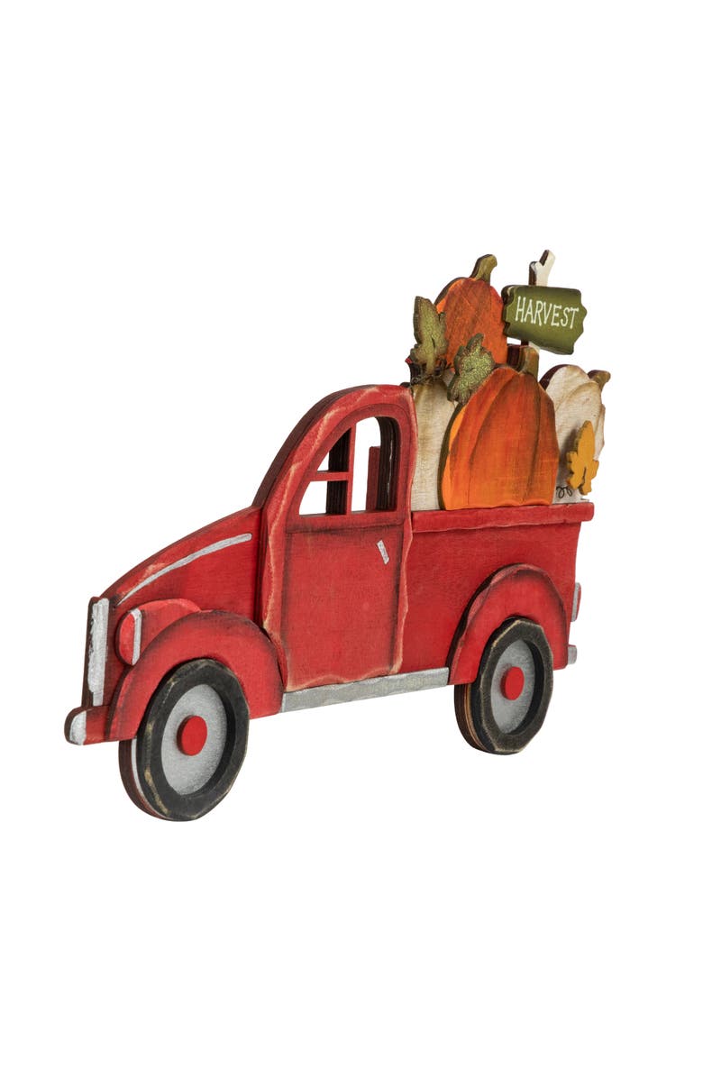 Northlight 14" Red Truck with Pumpkins Fall Harvest Sign Decoration, Alternate, color, Red