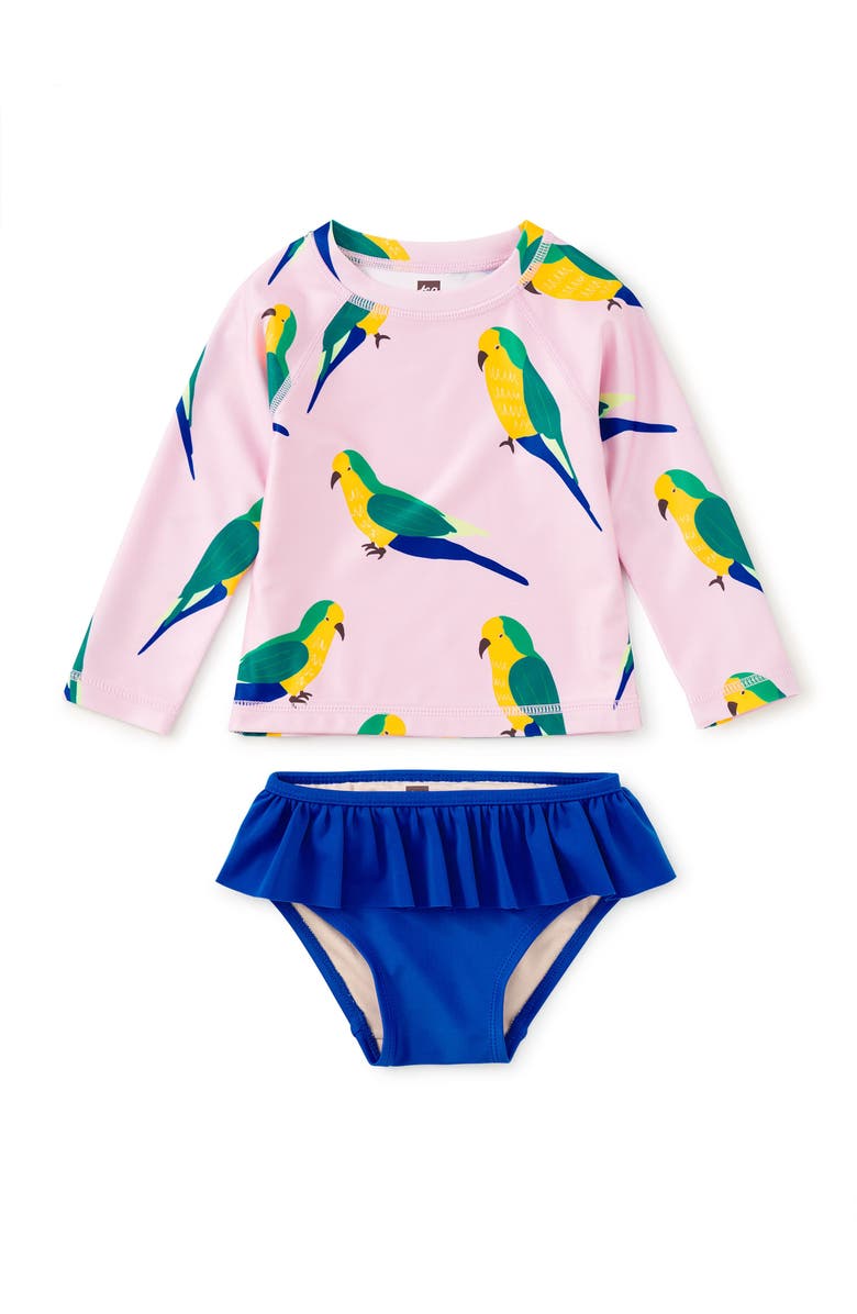 Tea Collection Rash Guard Baby Swim Set, Main, color, Monk Parakeet