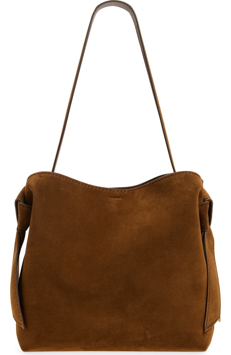 Acne Studios Midi Musubi Suede Shoulder Bag, Alternate, color, Cognac Brown
