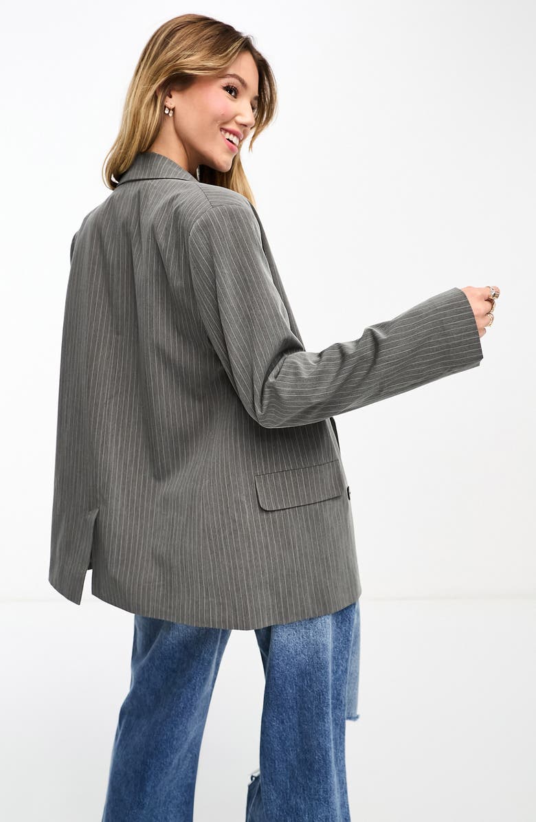 ASOS DESIGN Pinstripe Oversize Double Breasted Blazer, Alternate, color, 