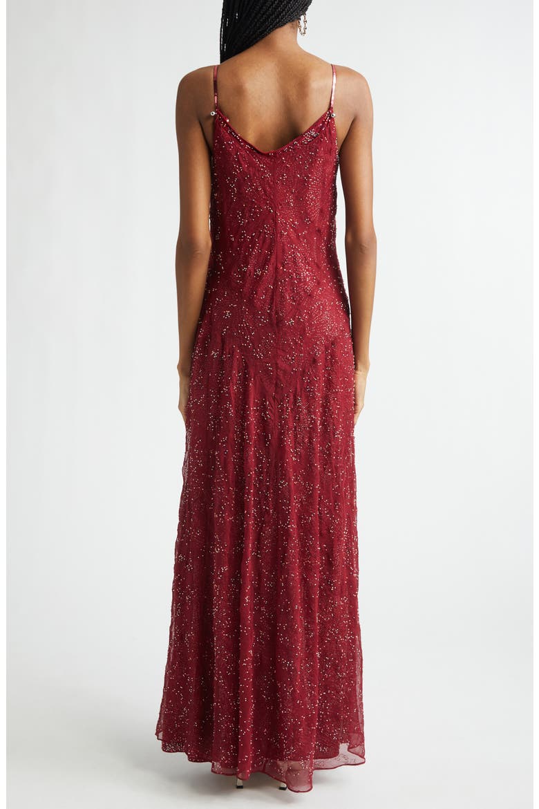 Faux Pearl Embellished Chiffon Dress, Alternate, color, RED WINE