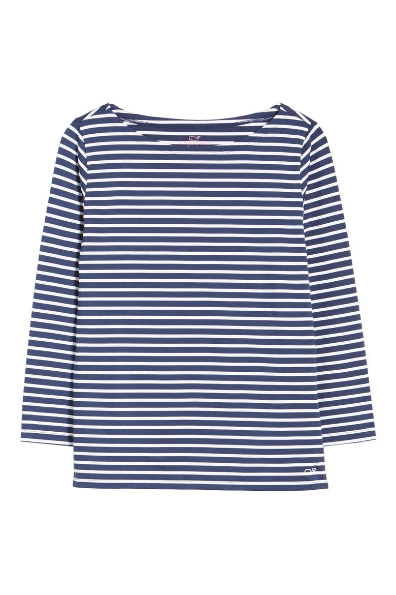 Sankaty Stripe Boat Neck Top, Alternate, color, DEEP BAY
