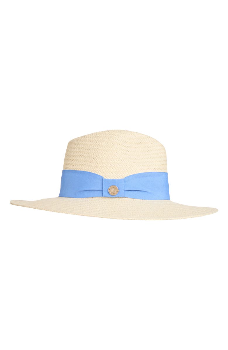 Bruno Magli Ribbon Trim Straw Fedora, Alternate, color, 
