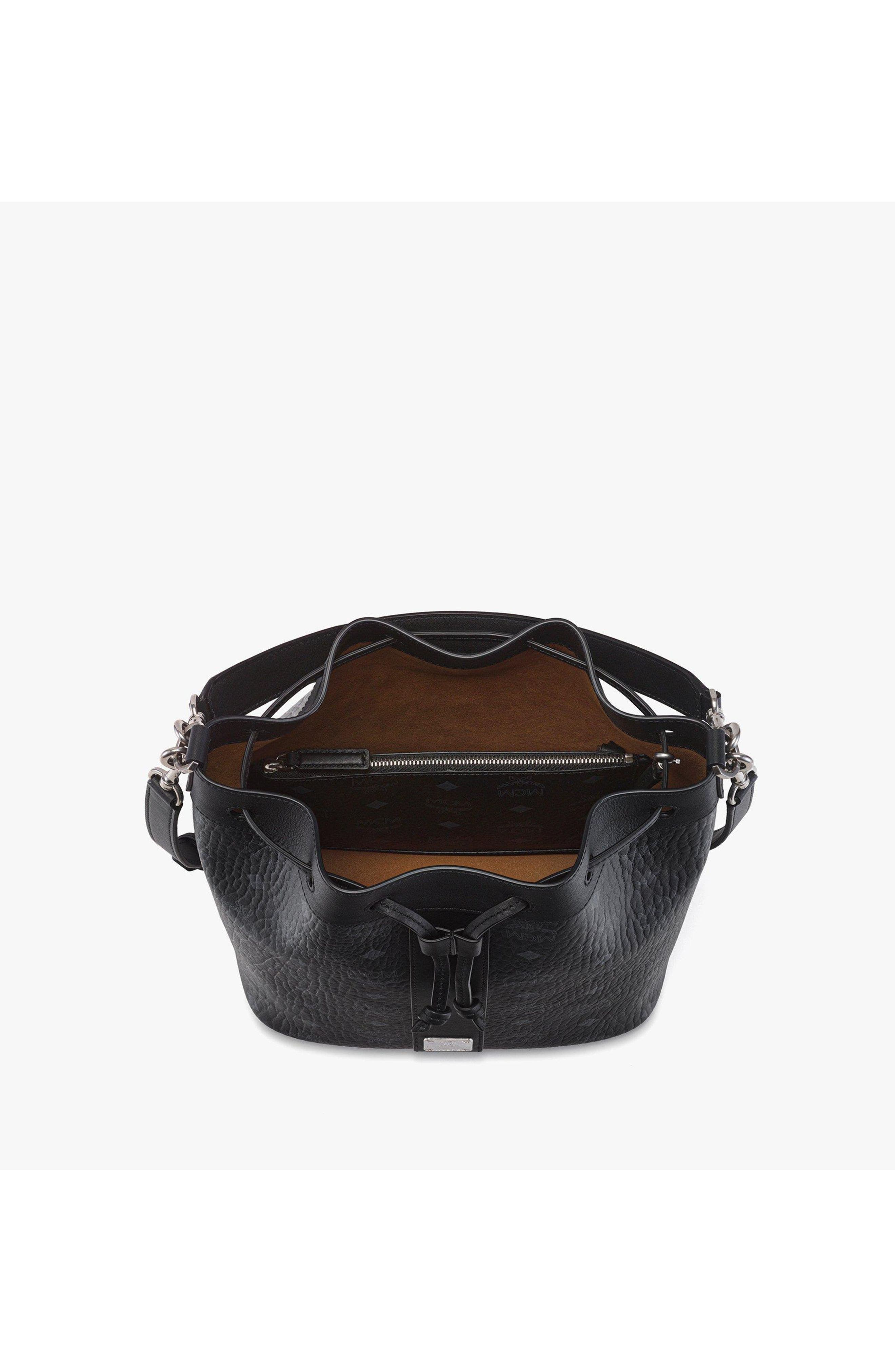 Medium Dessau Drawstring Bag in Visetos, Alternate, color, Black