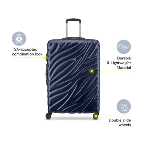 Shop Delsey Paris Alexis Hardside  25-inch Medium Checked Expandable Spinner Luggage In Navy