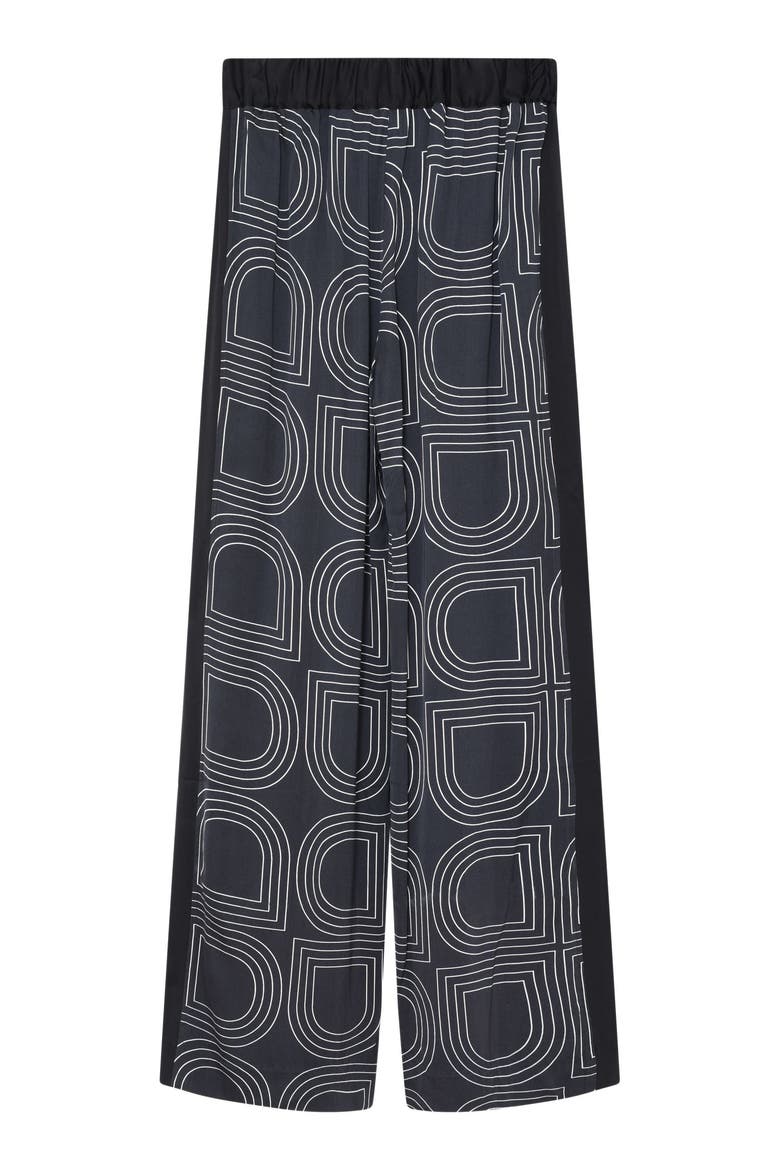 Posey Print Wide Leg Pants, Alternate, color, Black