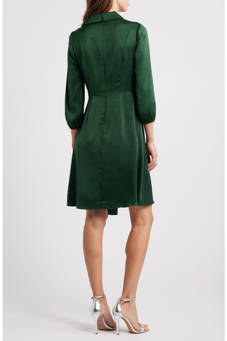 Faux Pearl Clasp Detail Satin Shirtdress, Alternate, color, GREEN