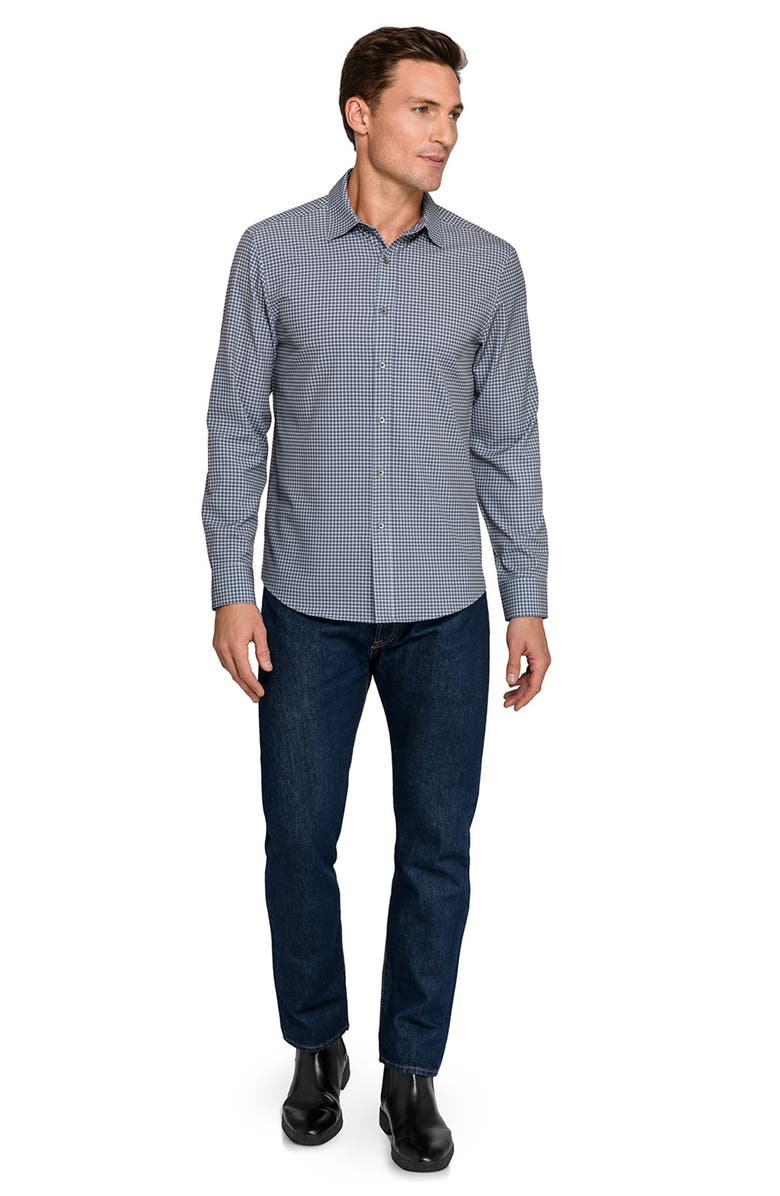 W.R.K Slim Fit Faded Check Performance Button-Up Shirt, Alternate, color, Charcoal