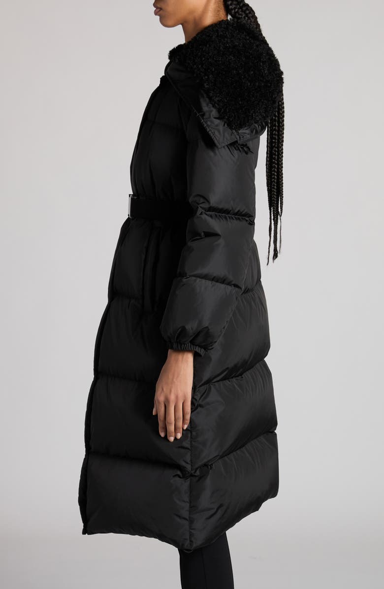 Moncler Bruneaux Down Coat with Faux Shearling Trim, Alternate, color,