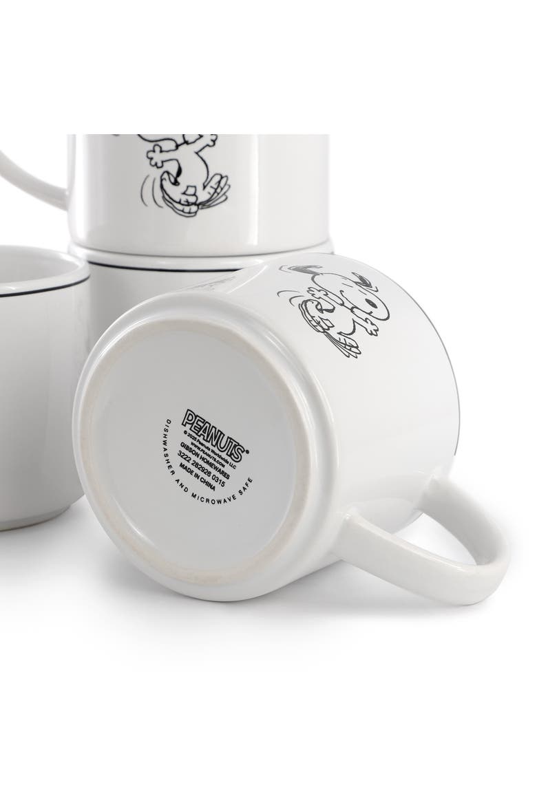 4 Piece 16 Ounce Stoneware Mug Set in White, Alternate, color, White