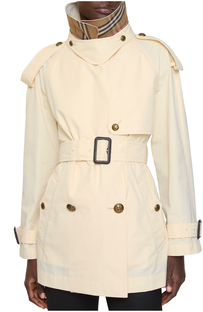 Burberry Short Lightweight Cotton Fitzrovia Trench Coat, Main, color, Ceramic White