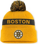 FANATICS Women's Fanatics Gold/Black Boston Bruins Authentic Pro Rink Cuffed Knit Hat with Pom