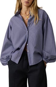 Faherty Suki Coastal Poplin Stripe Shirt
