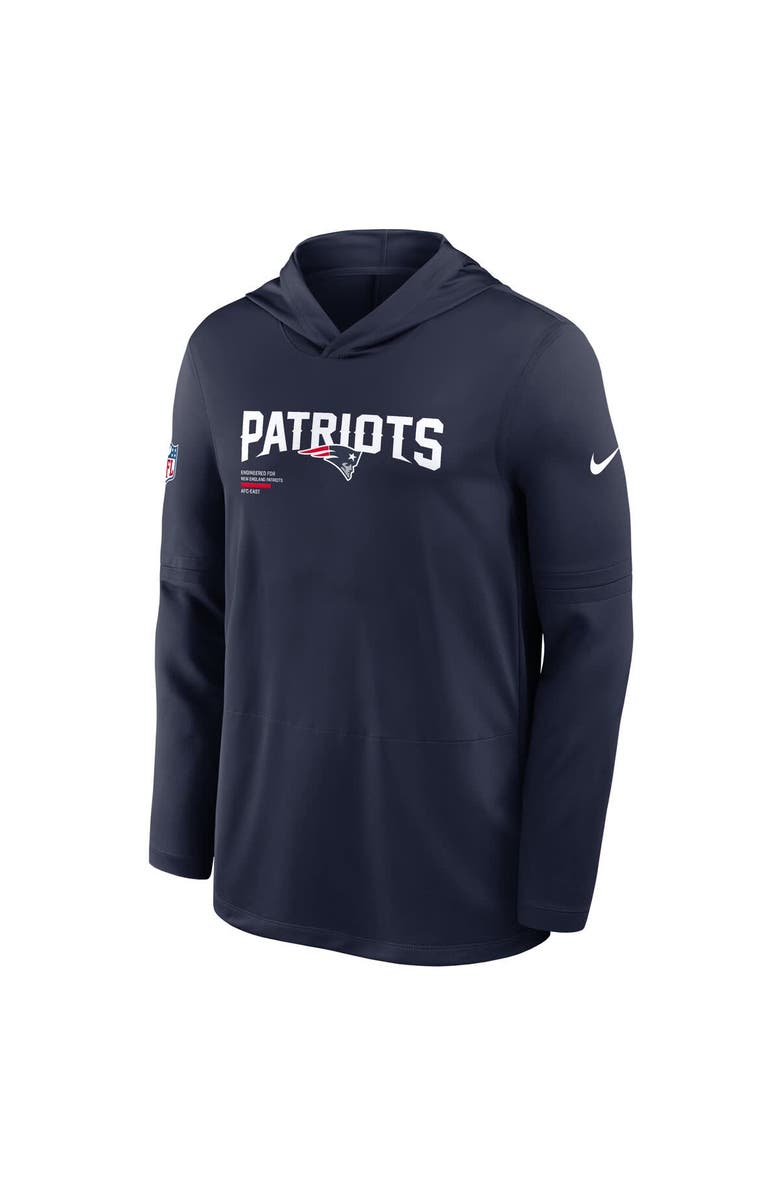 Nike Men's Nike Navy New England Patriots Sideline Pure Fury Performance Long Sleeve Hoodie T-Shirt, Alternate, color, Navy
