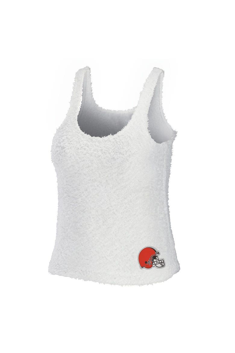 Women's WEAR by Erin Andrews Cream Cleveland Browns Cozy Scoop Neck Tank Top & Pants Sleep Set, Alternate, color, Cream