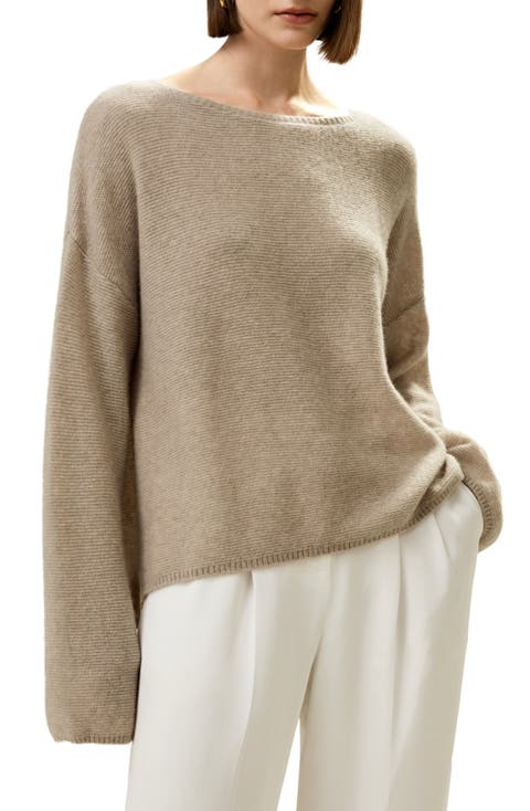 Relaxed Fit Drop-Shoulder Silk Cashmere Blend Sweatshirt