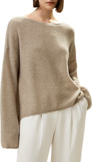 Lilysilk Relaxed Fit Drop-Shoulder Silk Cashmere Blend Sweatshirt