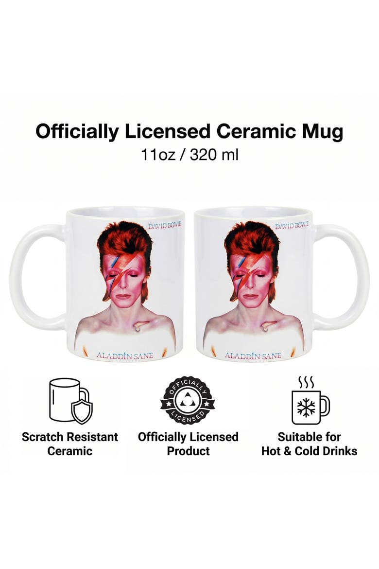 11 oz David Bowie Aladdin Sane Ceramic Mug, Alternate, color, White