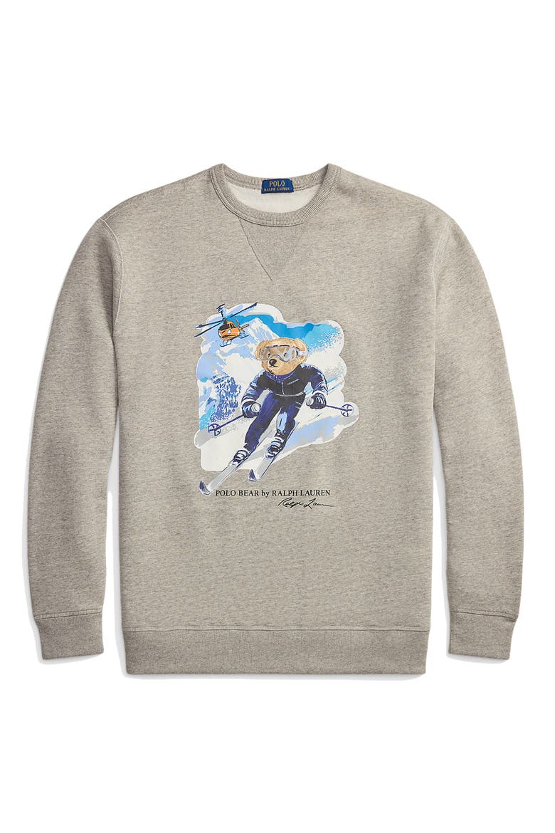Big & Tall Ski Bear Pullover, Alternate, color, LOFT HEATHER