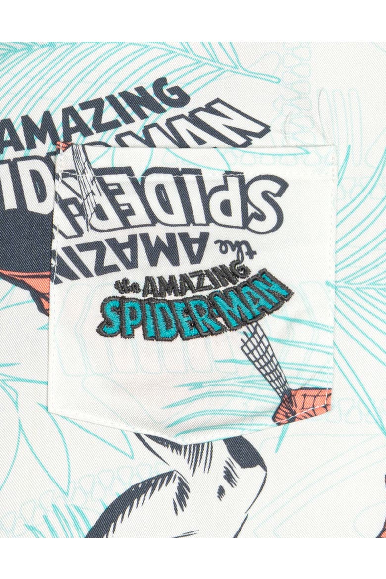 Spider-Man Hawaiian Short Sleeve Button Down Shirt, Alternate, color, Spider Man Ivory