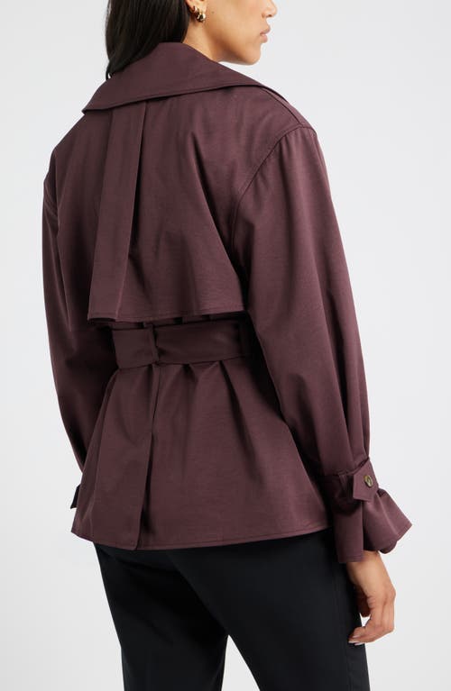 Open Edit Exaggerated Crop Trench Coat In Burgundy