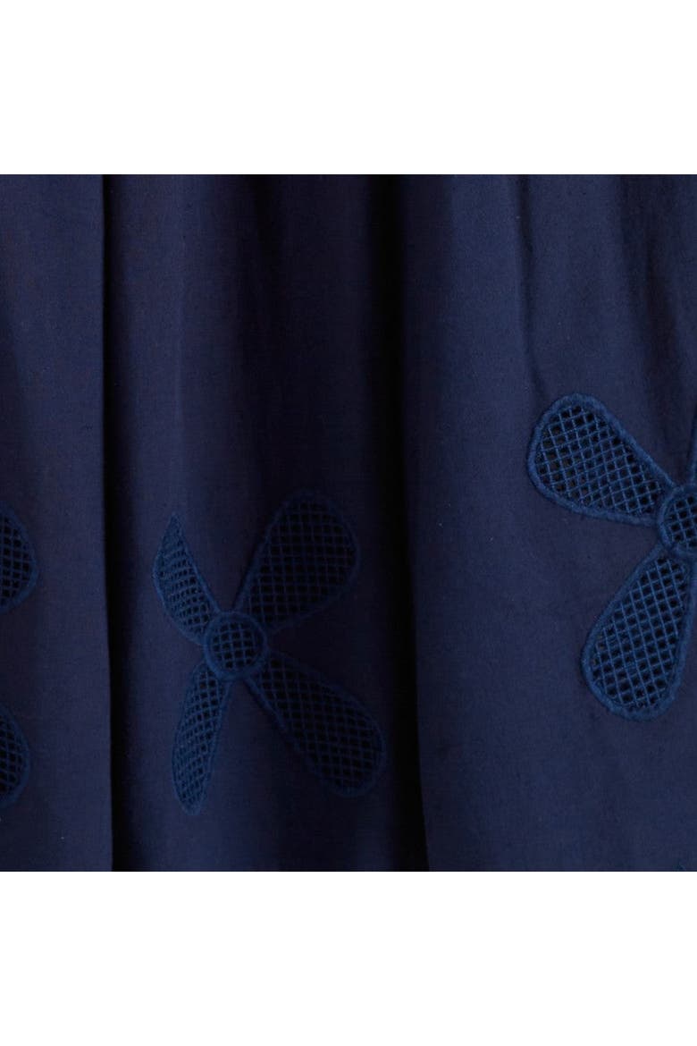 Linen-Blend Broderie Skirt, Alternate, color, Blue