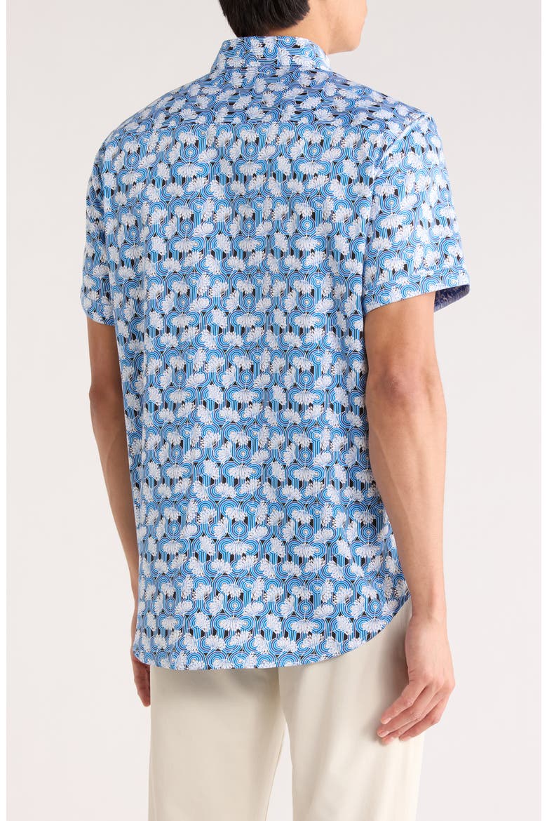 Print Short Sleeve Shirt, Alternate, color, BLUE MULTI