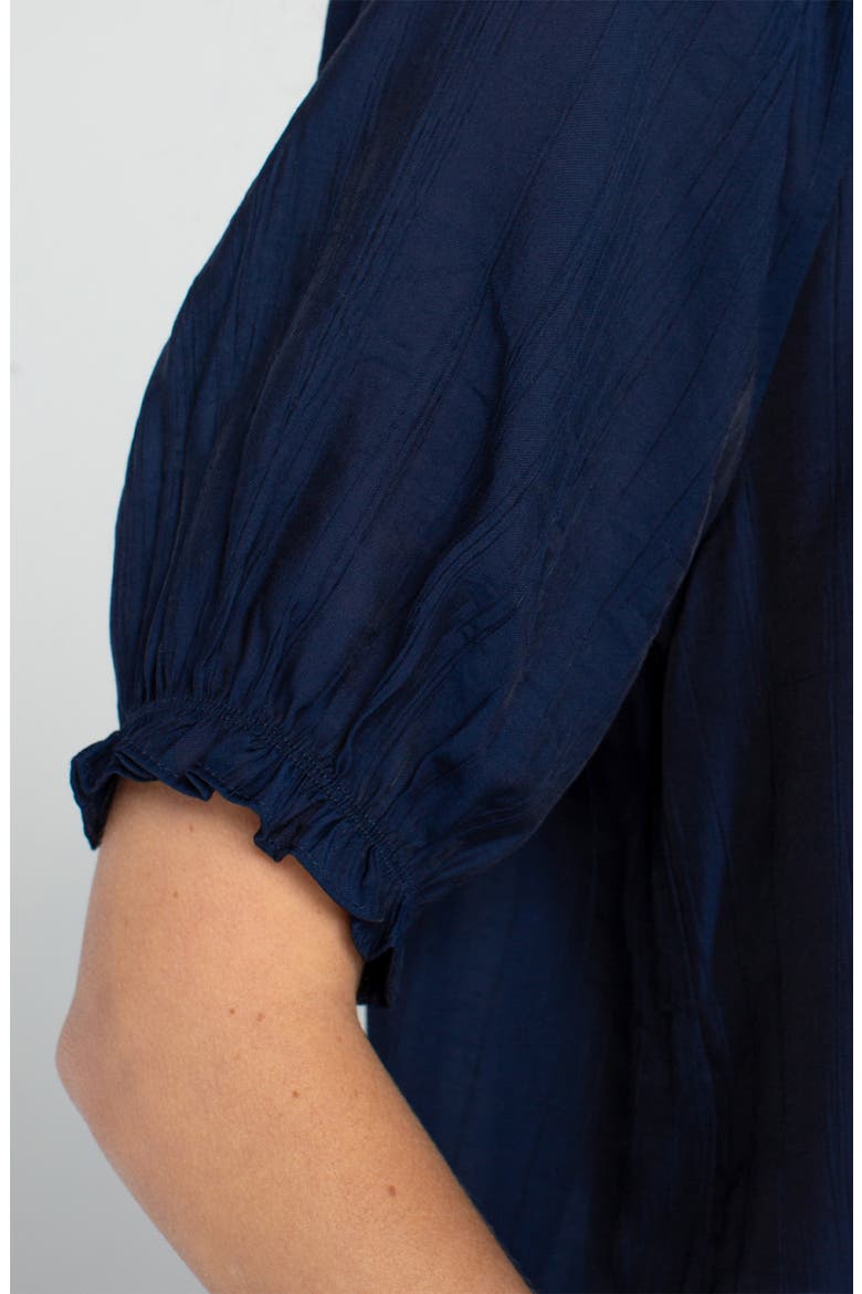 Crinkled Puff Sleeve Top, Alternate, color, NAVY