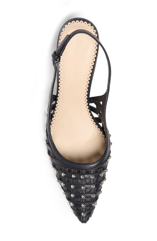 Cinq À Sept Rena Cage Studded Slingback Pointed Toe Pump In Black