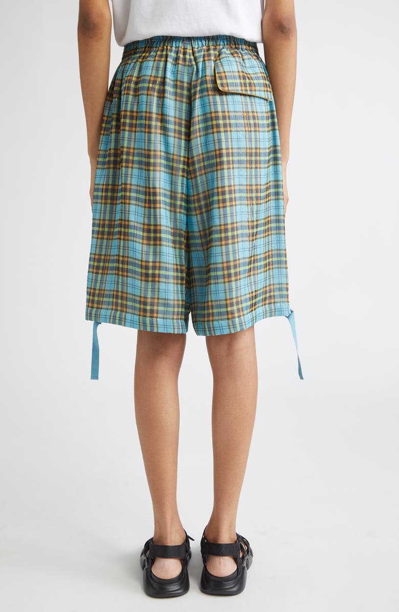 Undercover Metallic Stripe Plaid Silk Blend Twill Bermuda Shorts, Alternate, color, 
