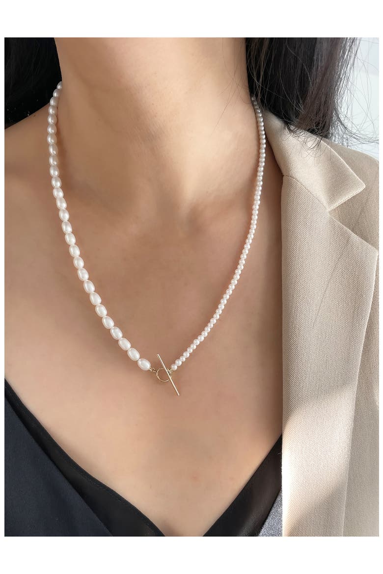 Contrast Cultured Pearl & Keshi Pearl Necklace, Alternate, color, 14KYG