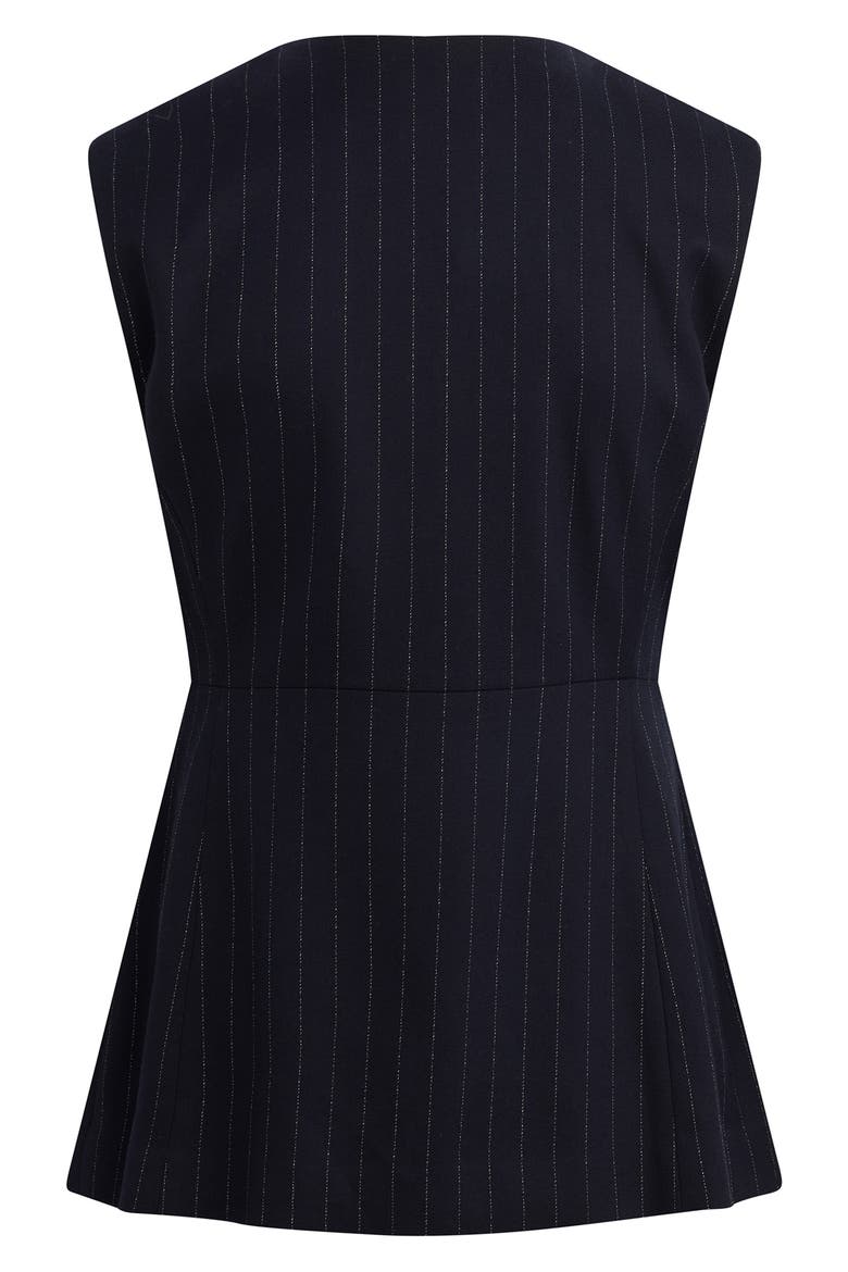 The Clocking In Pinstripe Button-Up Blouse, Alternate, color, NAVY PINSTRIPE
