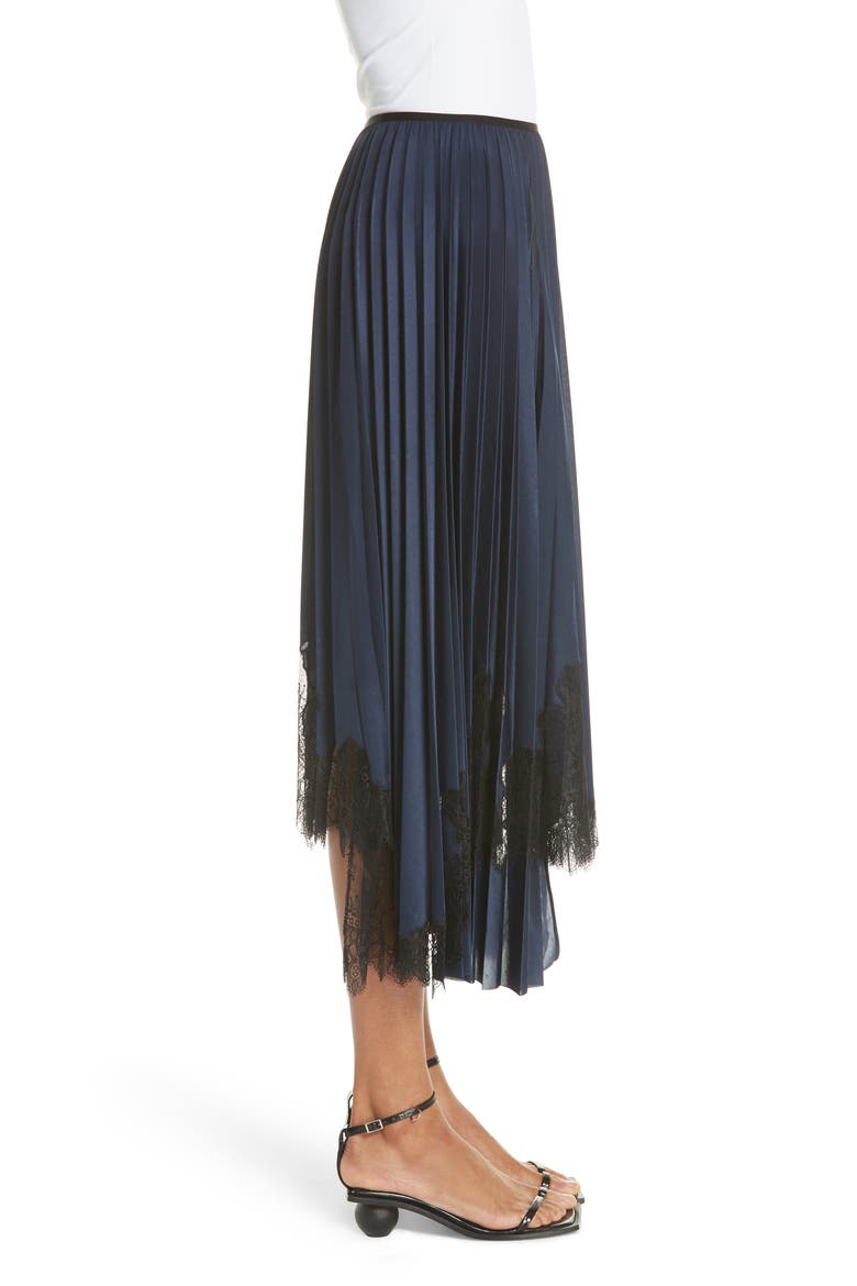 Pleated Lace Inset Skirt, Alternate, color, BLUE