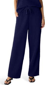 Eileen Fisher Crinkled Stretch Organic Cotton Drawstring Pants
