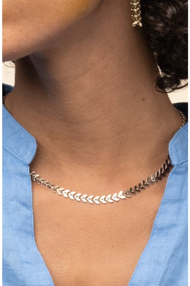 Elara Chevron Link Necklace Bold Trendy Statement, Alternate, color, Warm Bronze