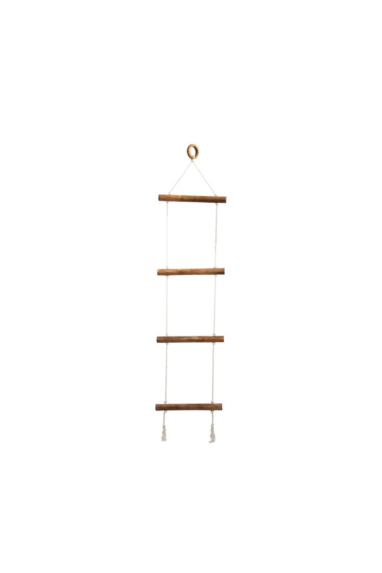 Macramé Hanging Blanket Ladder, Main, color, Brown
