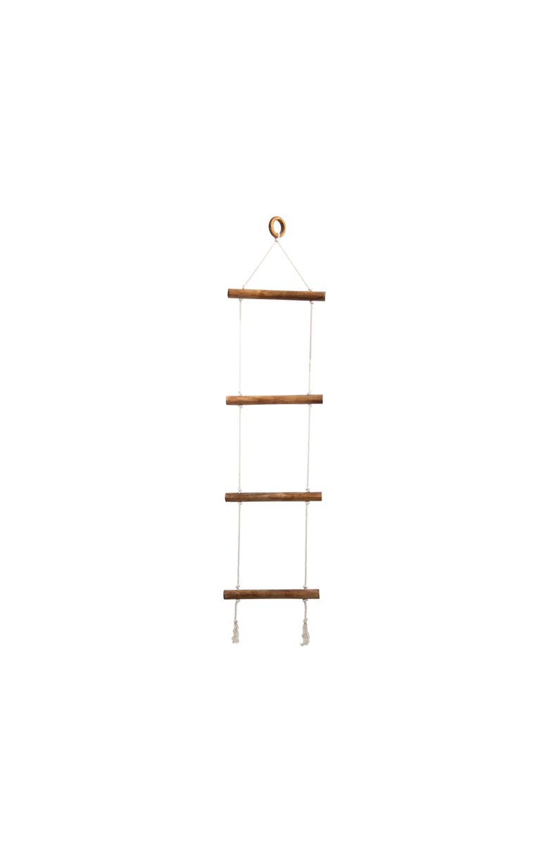 Foreside Home and Garden Macramé Hanging Blanket Ladder, Main, color, Brown