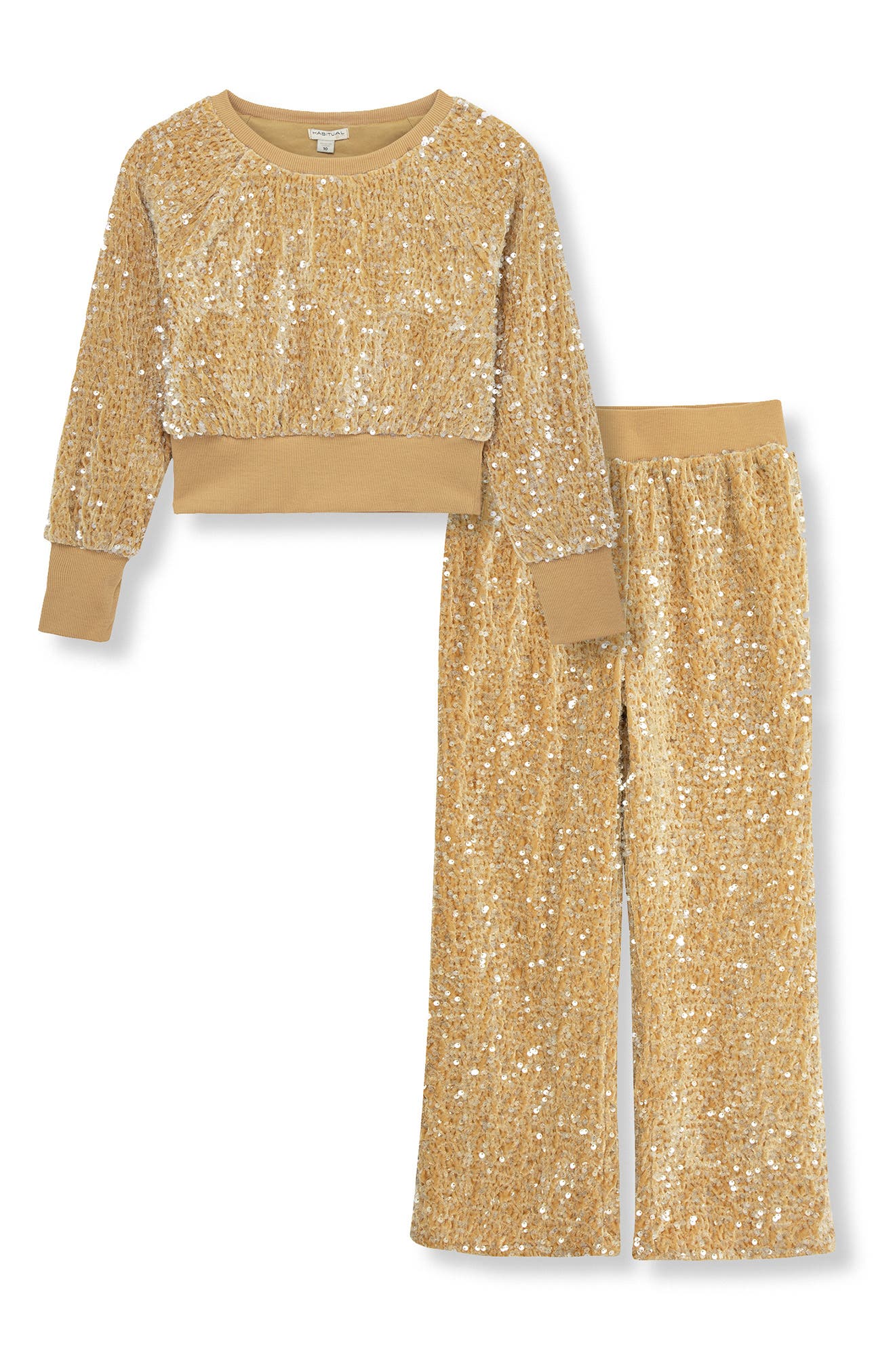 Habitual Kids Kids' Allover Sequin Sweatshirt & Pants Set in Off-White 