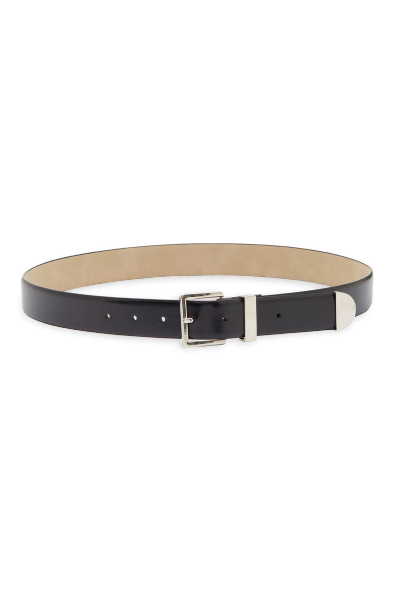 Square Buckle Belt, Main, color, BLACK SILVER