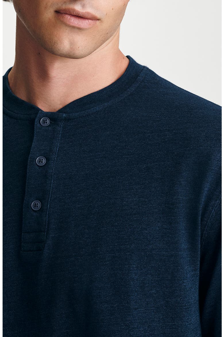 Long Sleeve Slub Cotton Henley, Alternate, color, DARK INDIGO