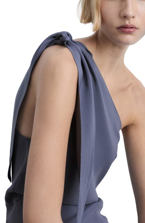 Mango Asymmetrical Satin Jumpsuit Charcoal In Charcoal