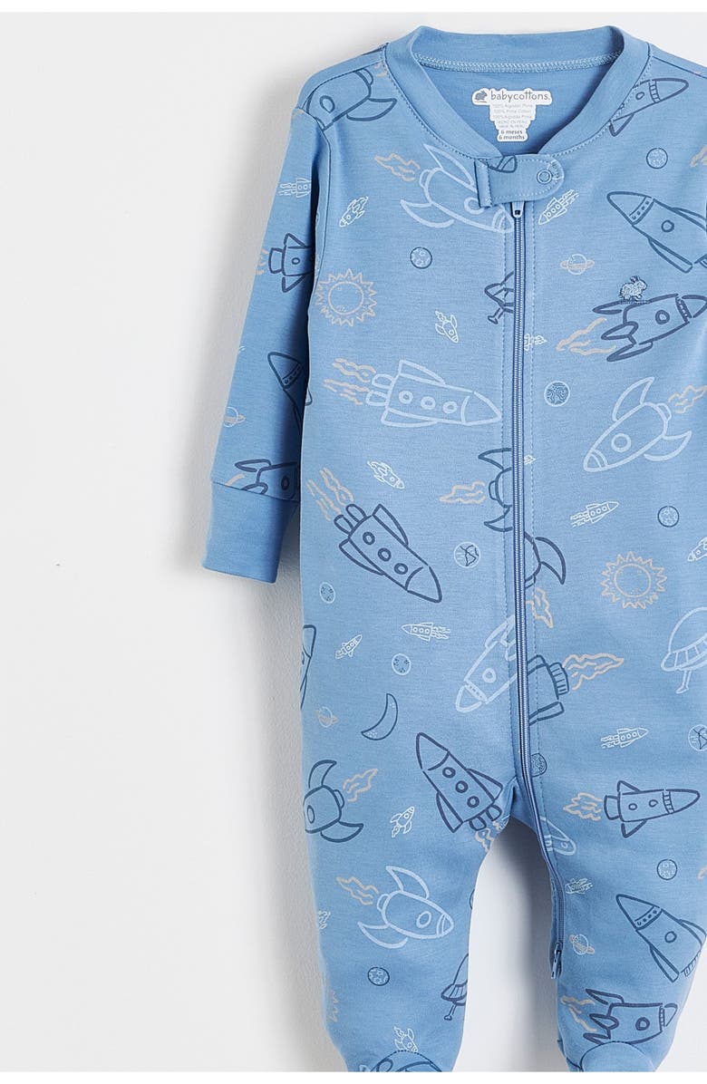 Babycottons Skyward Zip Footed Pajama for Infant, Alternate, color, Blue