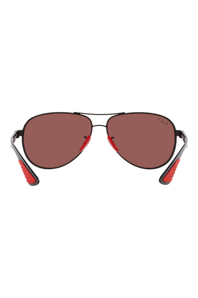 x Scuderia Ferrari 61mm Polarized Pilot Sunglasses, Alternate, color, MATTE BLACK