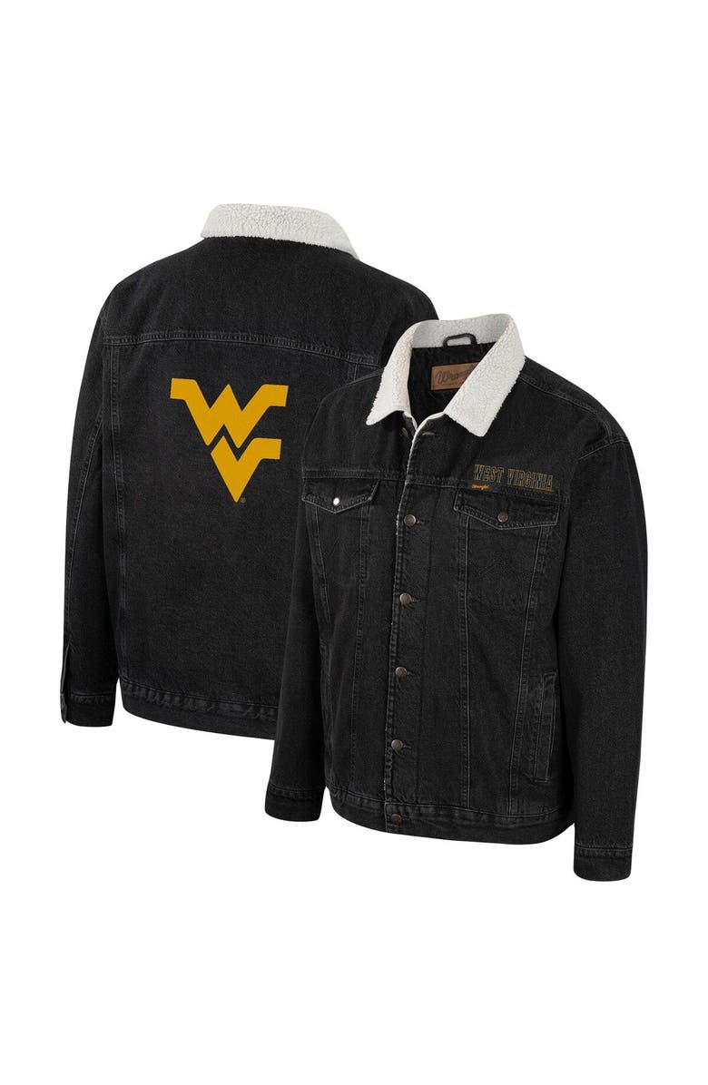 COLOSSEUM X WRANGLER Men's Colosseum x Wrangler Charcoal West Virginia Mountaineers Western Button-Up Denim Jacket, Main, color, Charcoal