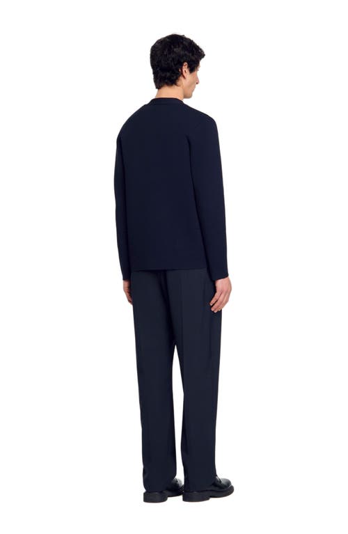 Sandro Flower Patch Regular Fit Cardigan In Navy Blue