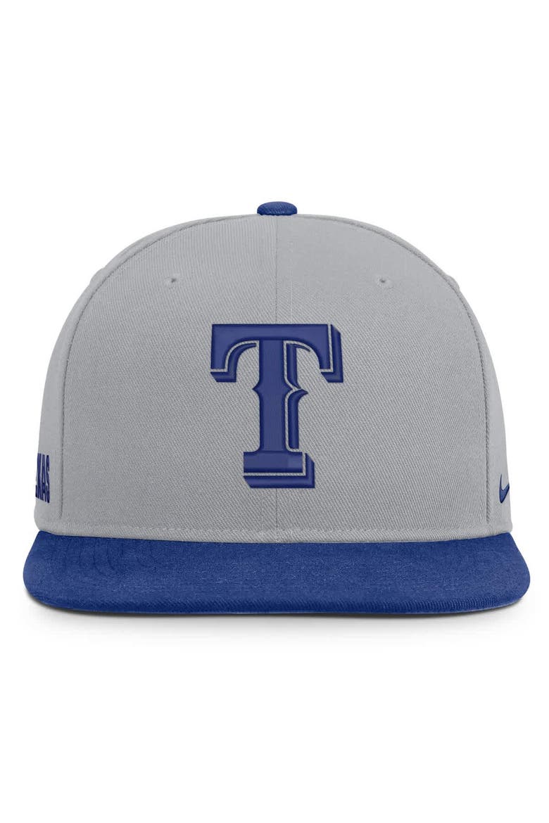 Men's Nike Gray/Royal Texas Rangers Primetime Pro Dri-FIT Snapback Hat, Alternate, color, Gray