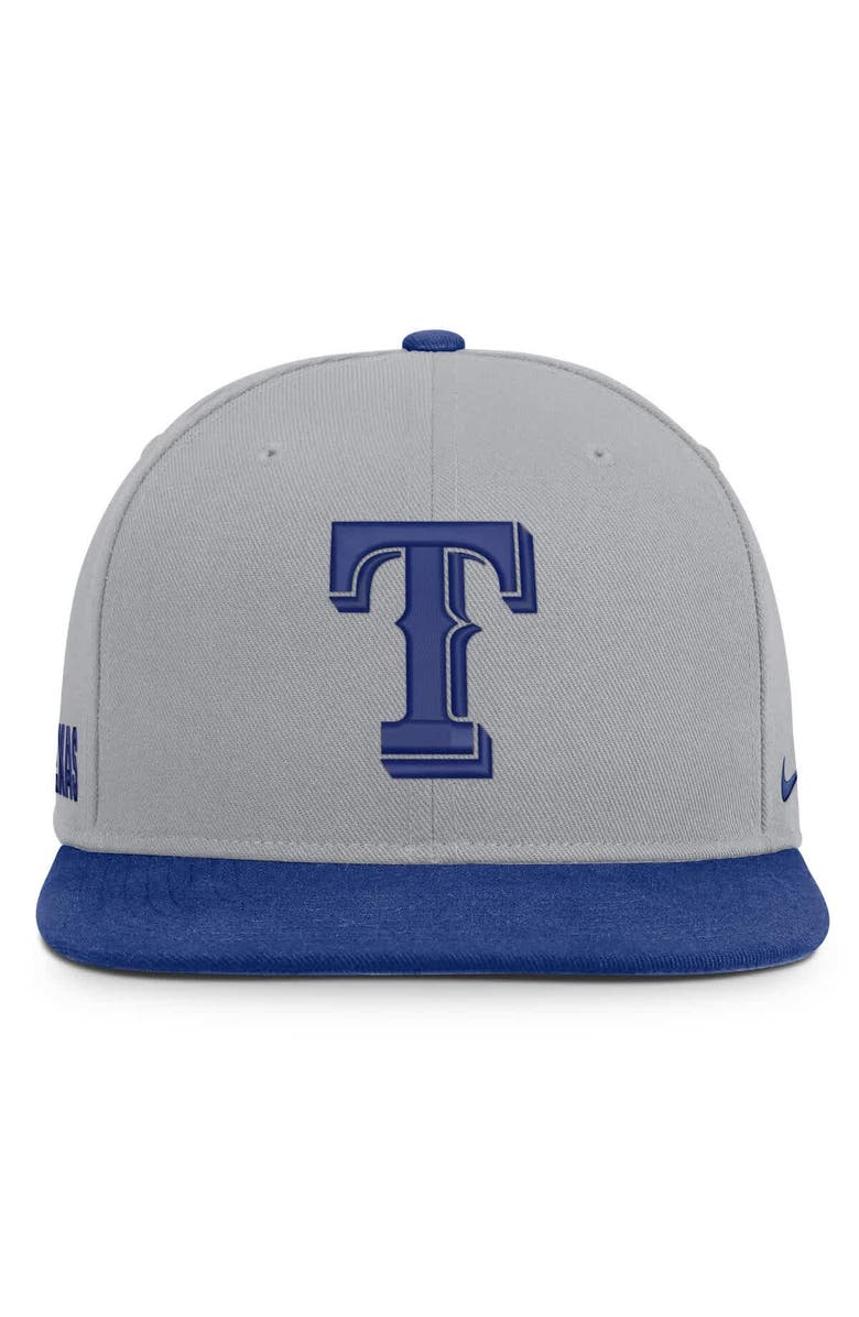 Nike Men's Nike Gray/Royal Texas Rangers Primetime Pro Dri-FIT Snapback Hat, Alternate, color, Gray