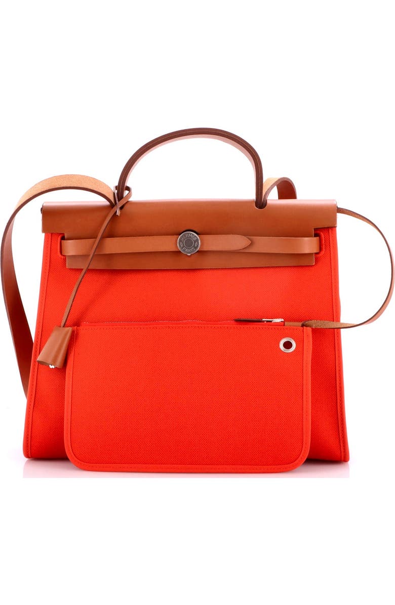 Pre-Owned Hermes Herbag Zip Leather and Toile 31, Alternate, color, Orange Poppy