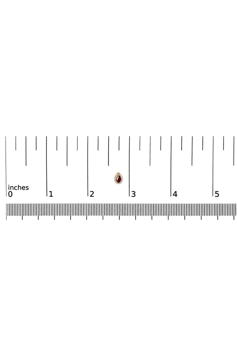 10K Yellow Gold 5X3 MM Pear-Cut Ruby and 1/7 Cttw Diamond Halo Stud Earrings, Alternate, color, Yellow